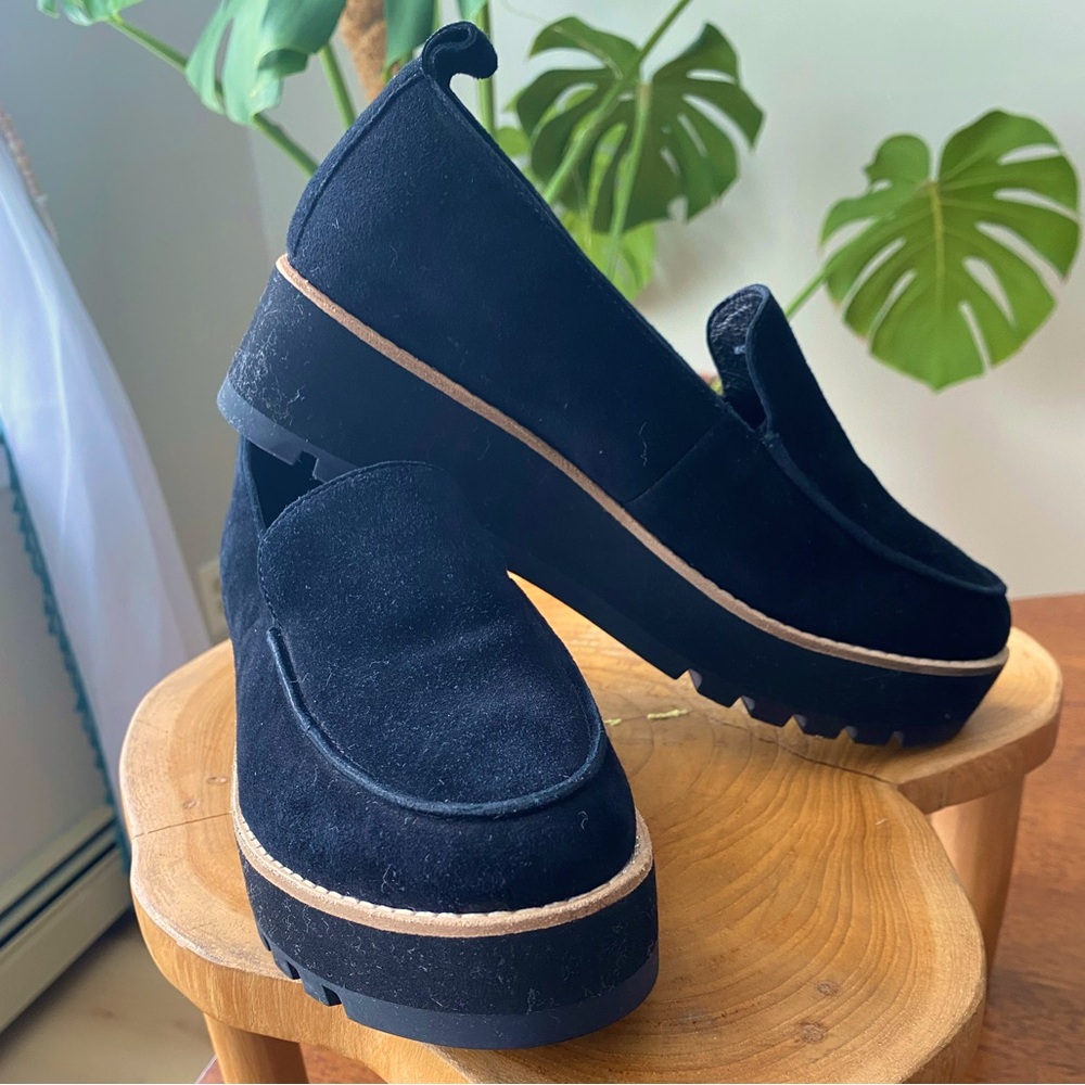 Eileen Fisher Black Suede Loafers